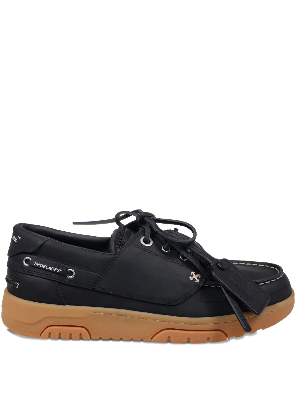 Off-White contrast-stitch boat shoes - Nero