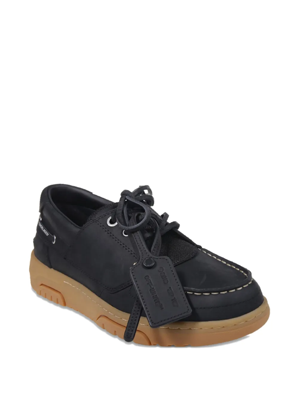 Off-White contrast-stitch boat shoes - Zwart
