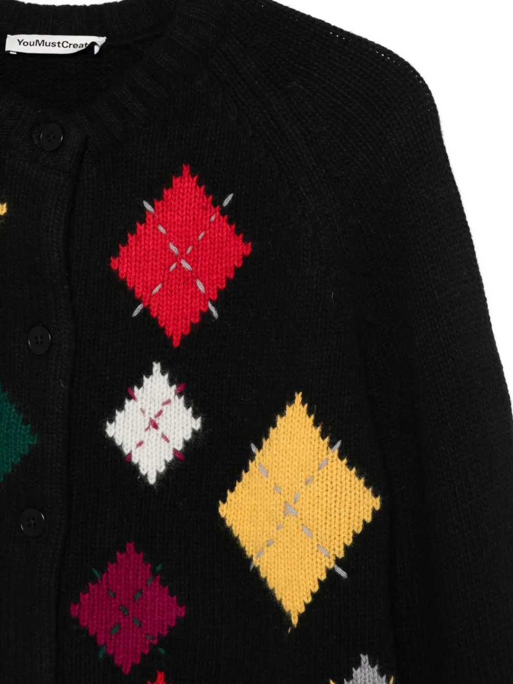 YMC Atomic vest met argyle knopen Zwart