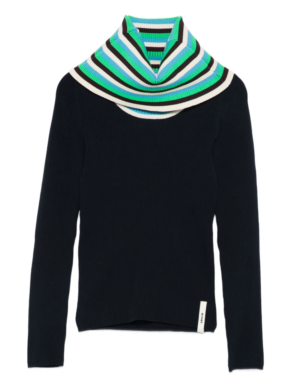 Sunnei Folded Striped Long-sleeve Sweater In Black