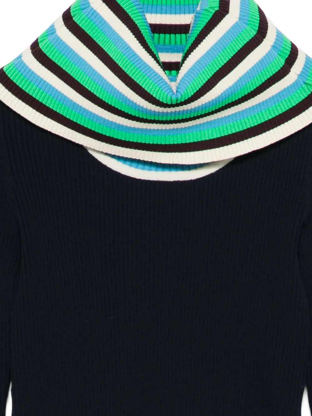Sunnei Folded Striped Long-sleeve Sweater In Black
