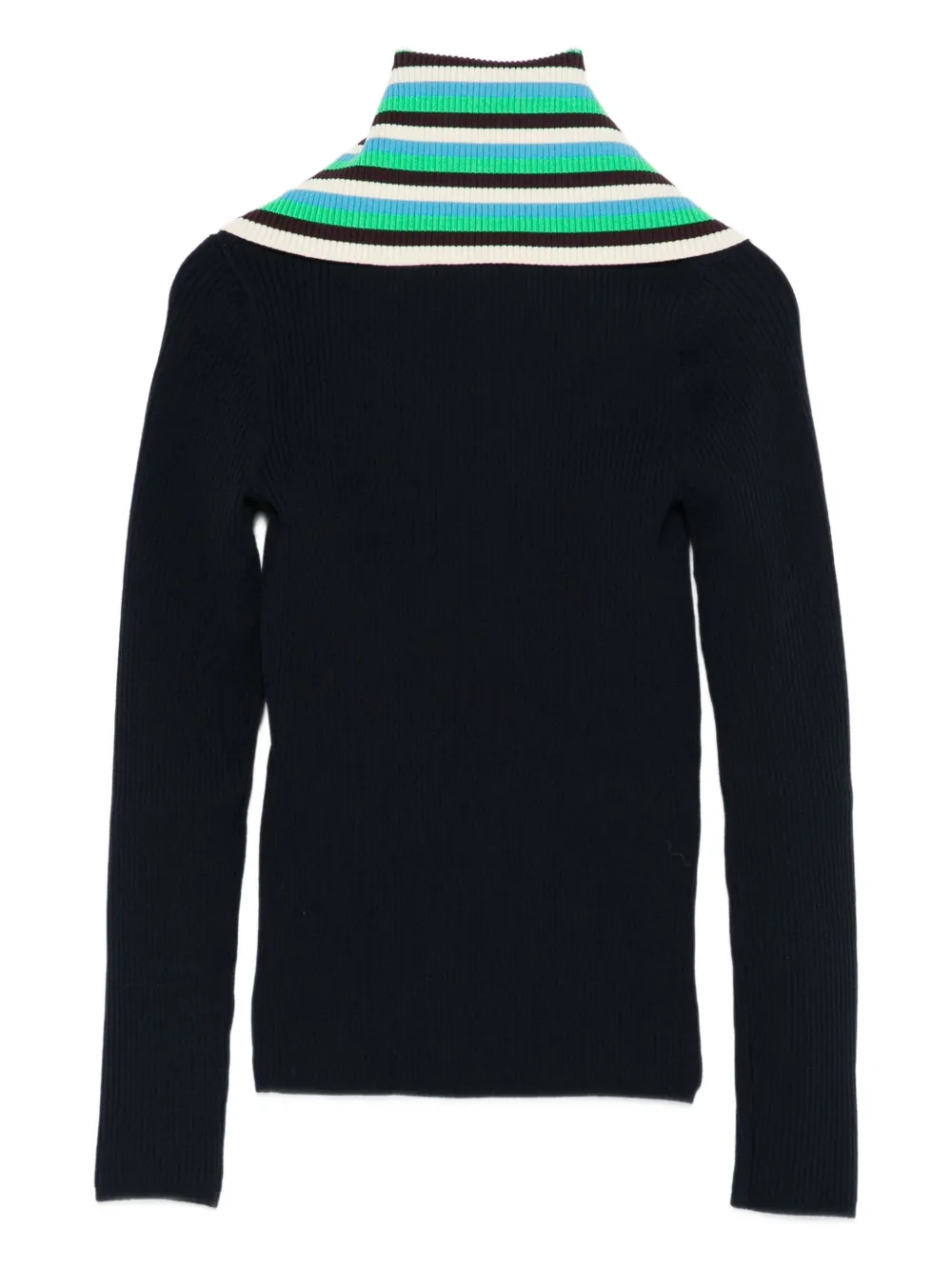 Sunnei Folded Striped Long-sleeve Sweater In Black