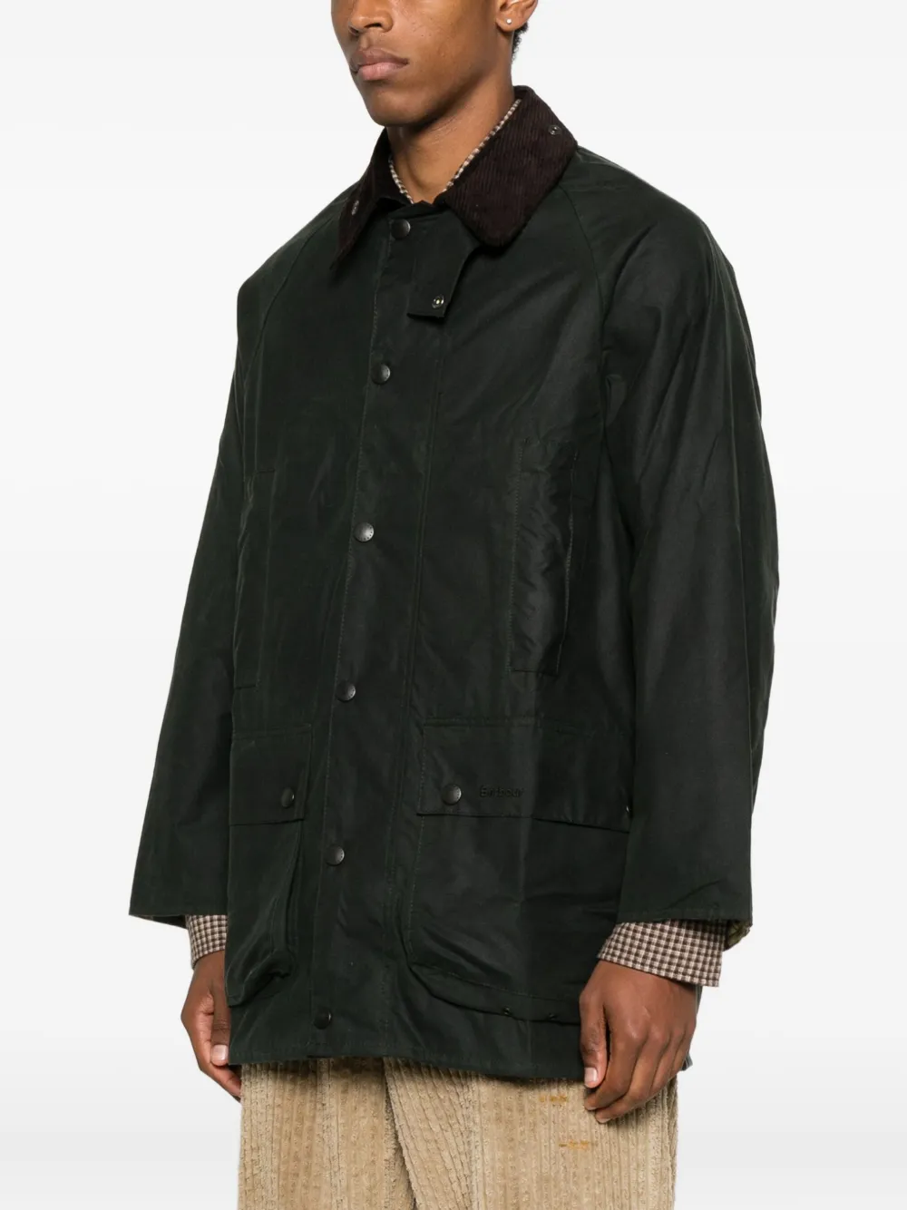 Barbour Beaufort jack met ribfluwelen kraag Groen