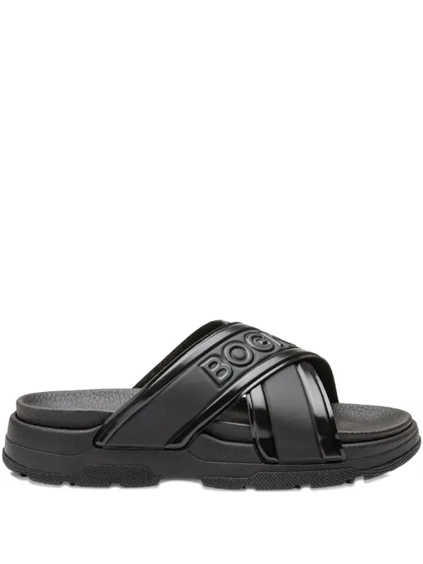 Bogner Embossed-crossover Flat Sandals in Black