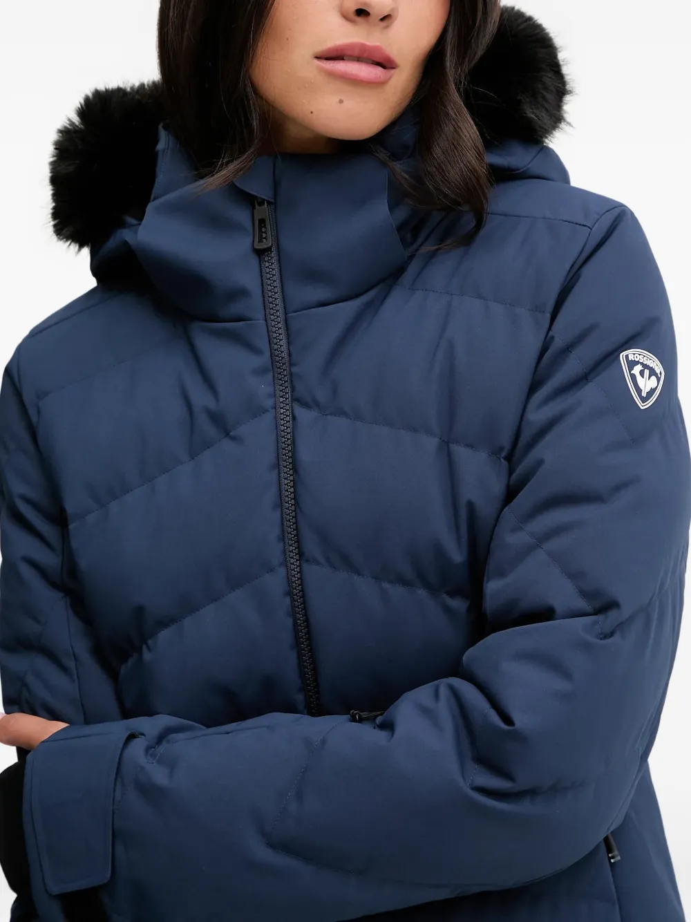 Rossignol Staci Faux-fur Hooded Ski Jacket In Blue