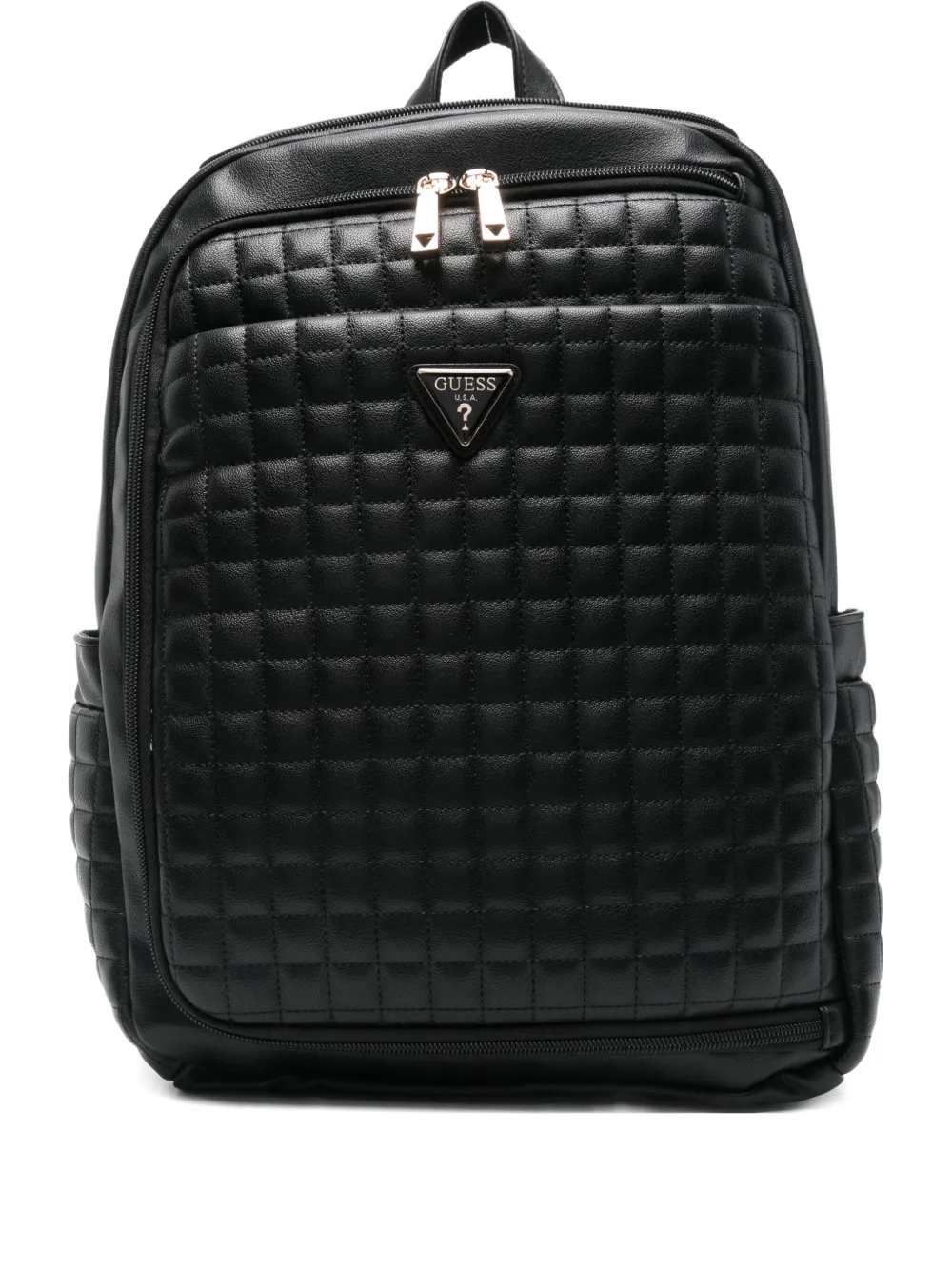 Guess Usa Logo-patch Backpack In Black