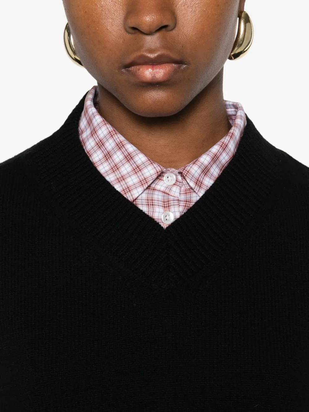 Maison Kitsuné V-neck Wool Sweater In Black