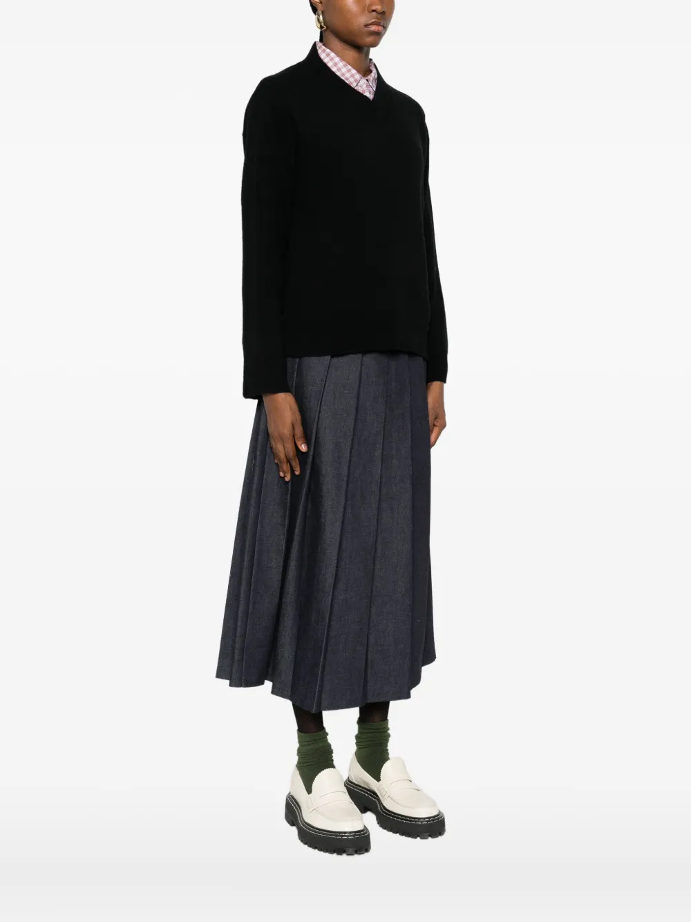 Maison Kitsuné V-neck Wool Sweater In Black