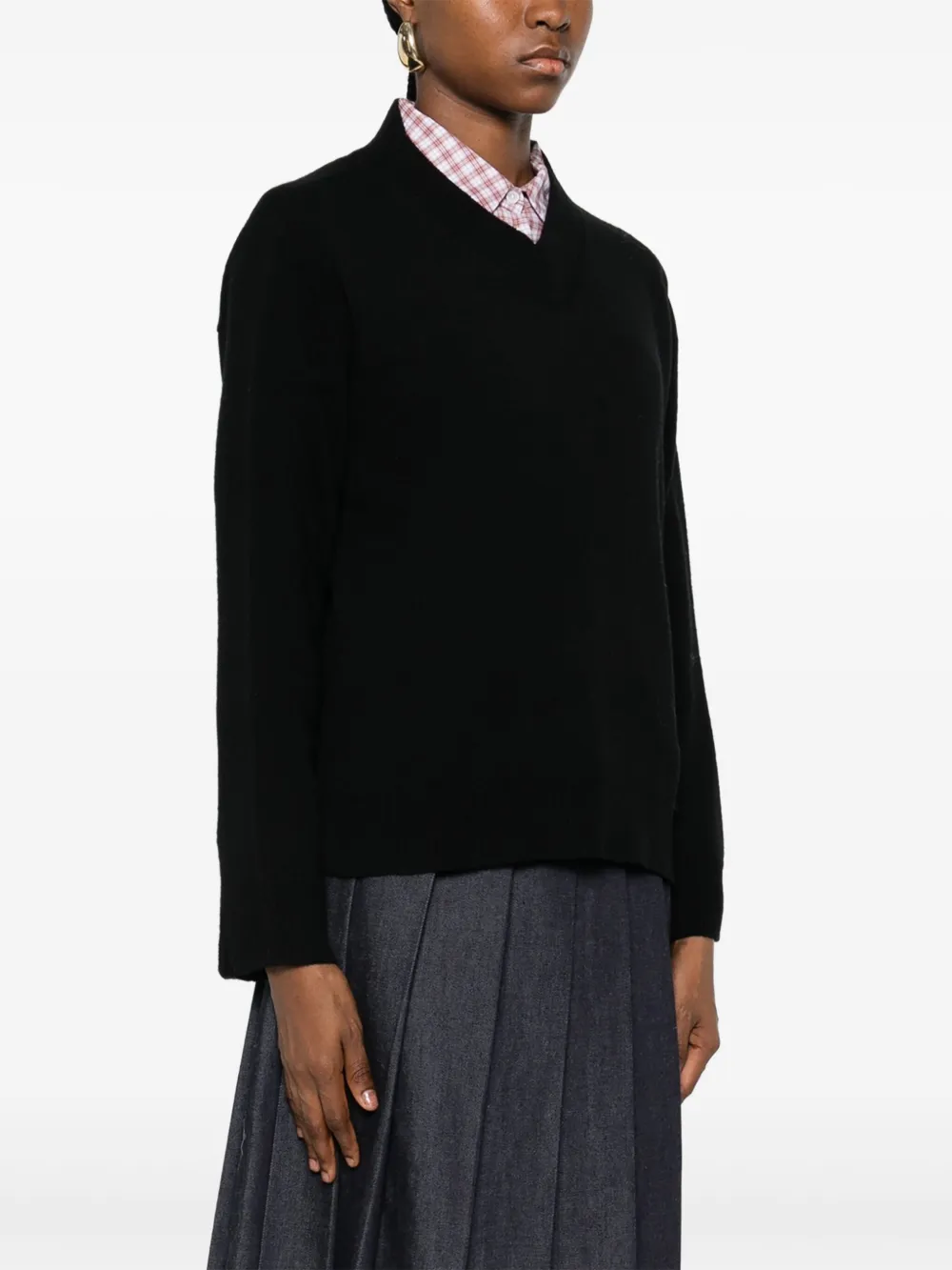 Maison Kitsuné Sweater met V-hals Zwart