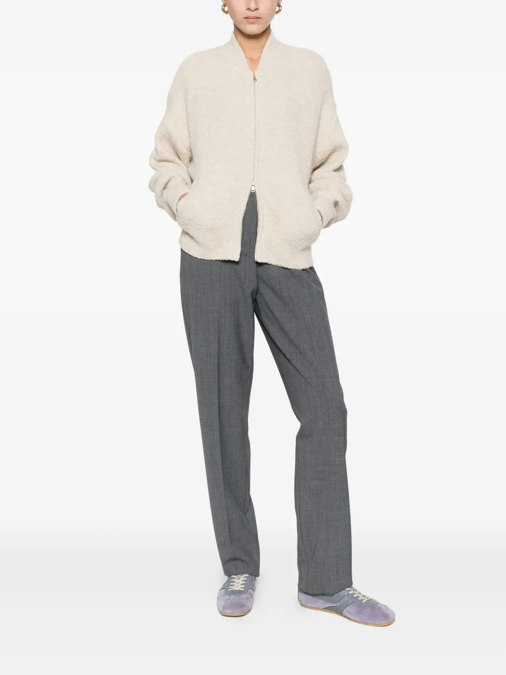 Marella Oronte Zip-up Cardigan In Neutral