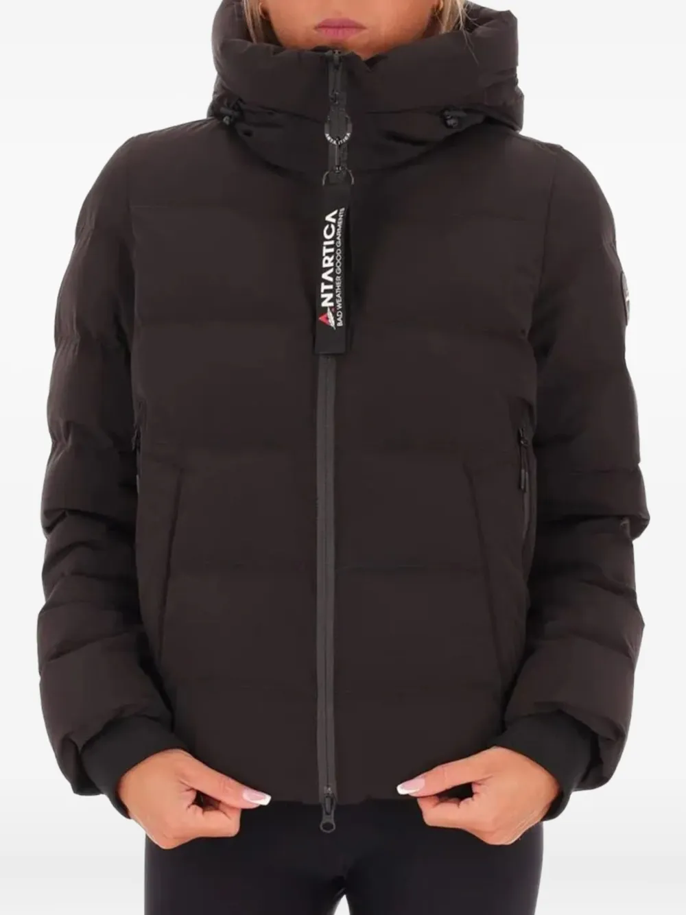 Antartica Ginny Hooded Puffer Jacket In Black