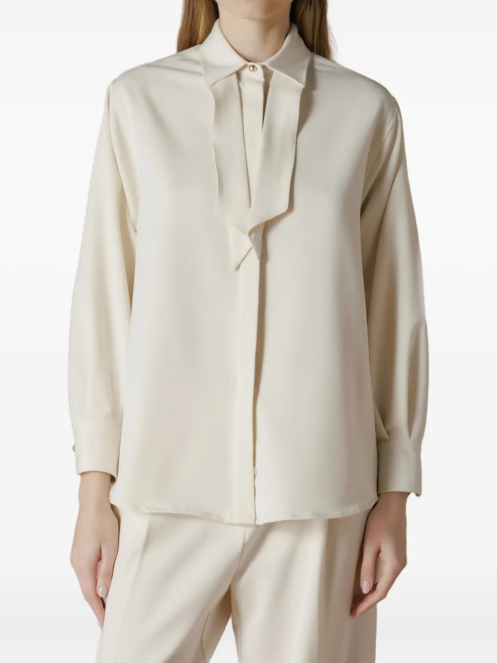 Cruna Yvonne tie-neck shirt - Beige