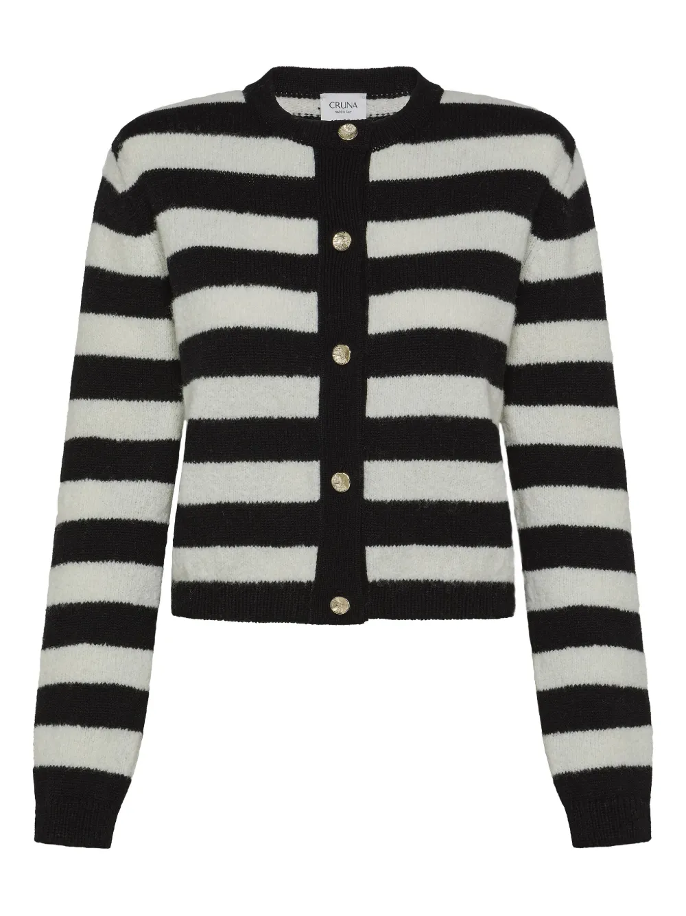 Cruna Striped Buttoned Sweater In Black