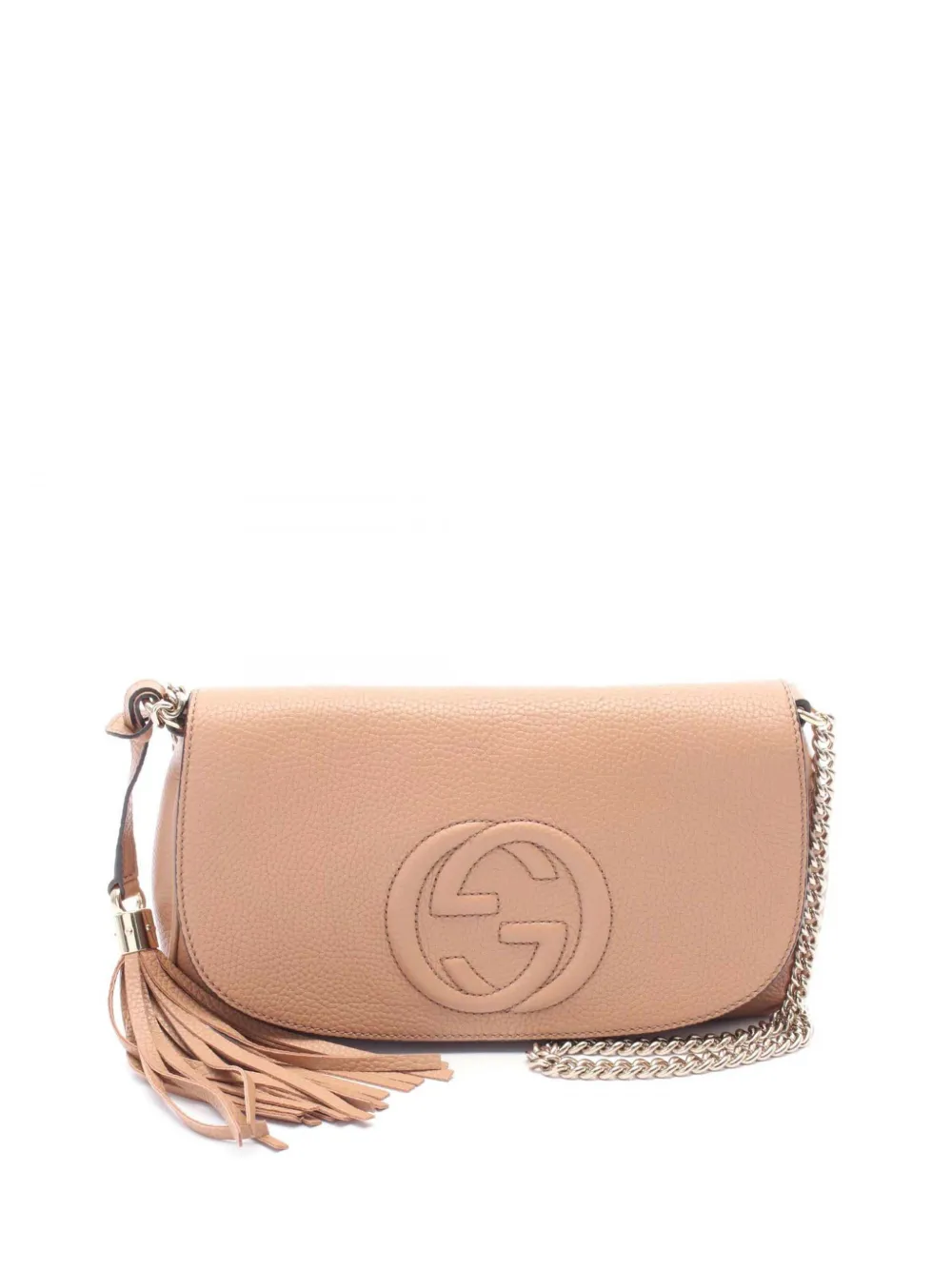 Pre-owned Gucci 2000-2015 Medium Leather Soho Chain Flap Crossbody Bag In Brown