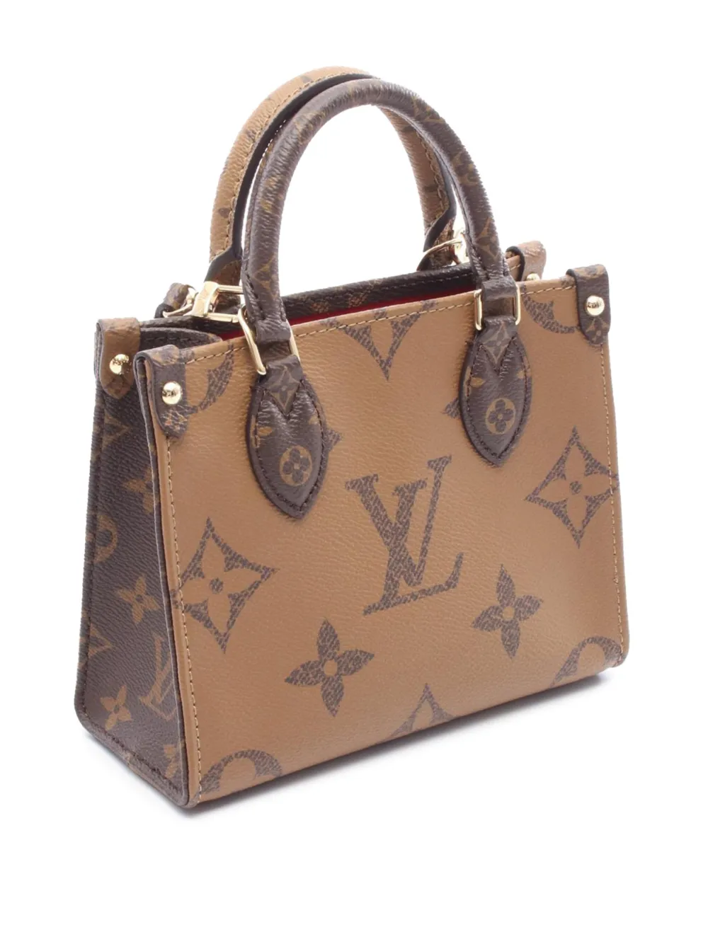 Pre-owned Louis Vuitton 2021-2025 Monogram Reverse Onthego Bb Satchel In Brown