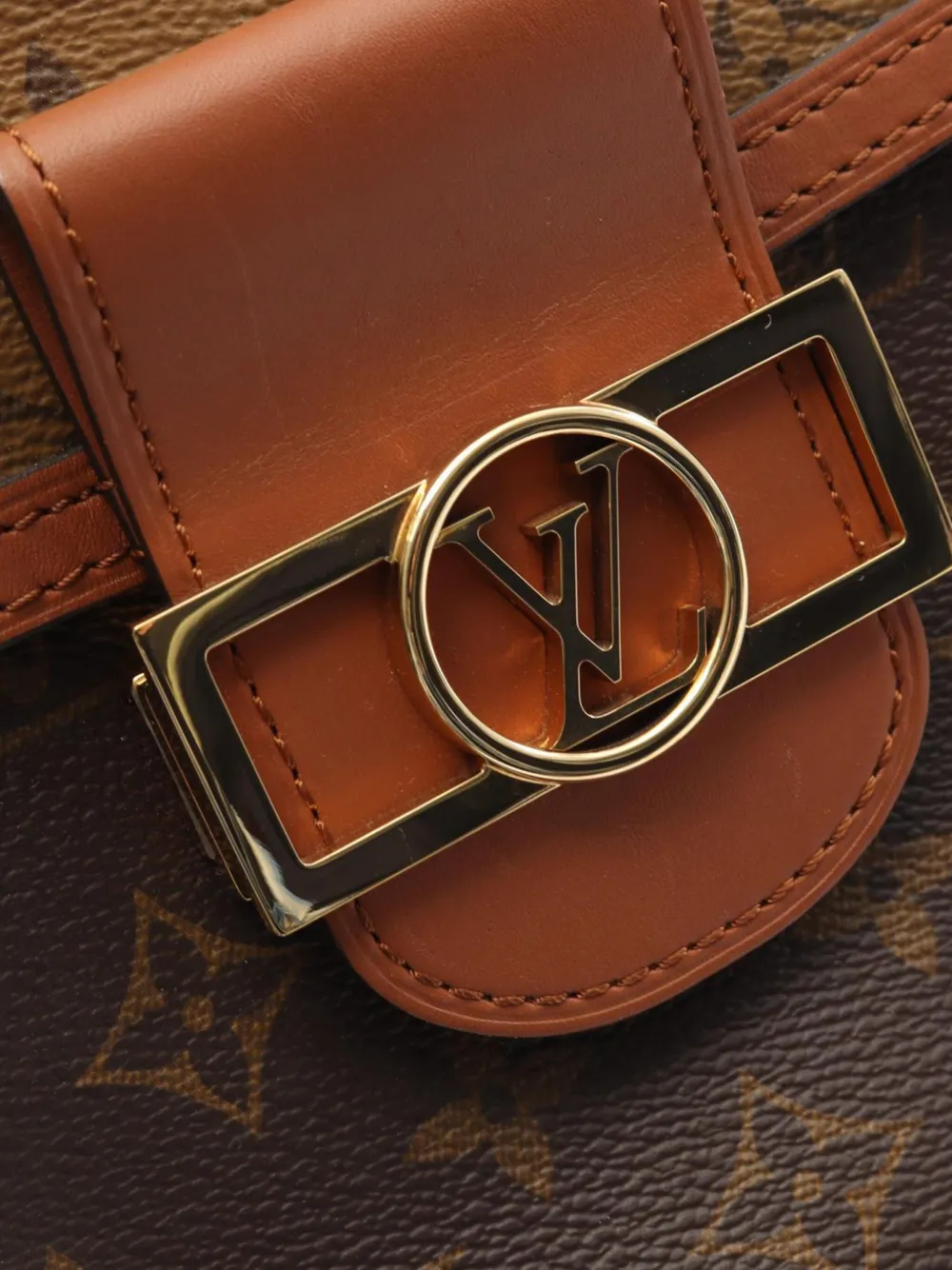 Pre-owned Louis Vuitton 2020 Monogram Reverse Dauphine Pm Backpack In Brown