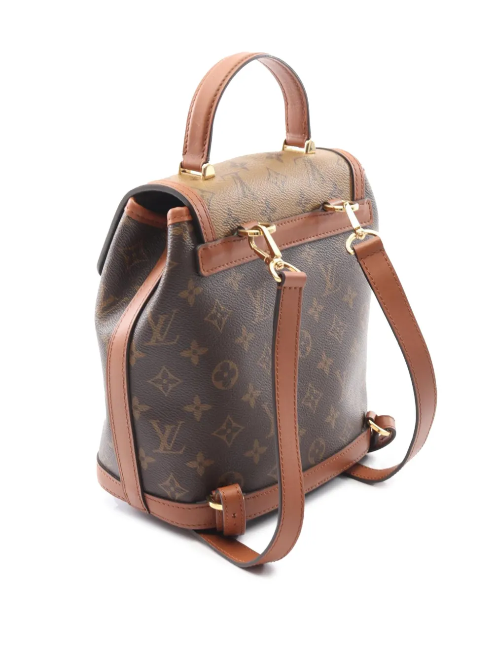 Pre-owned Louis Vuitton 2020 Monogram Reverse Dauphine Pm Backpack In Brown