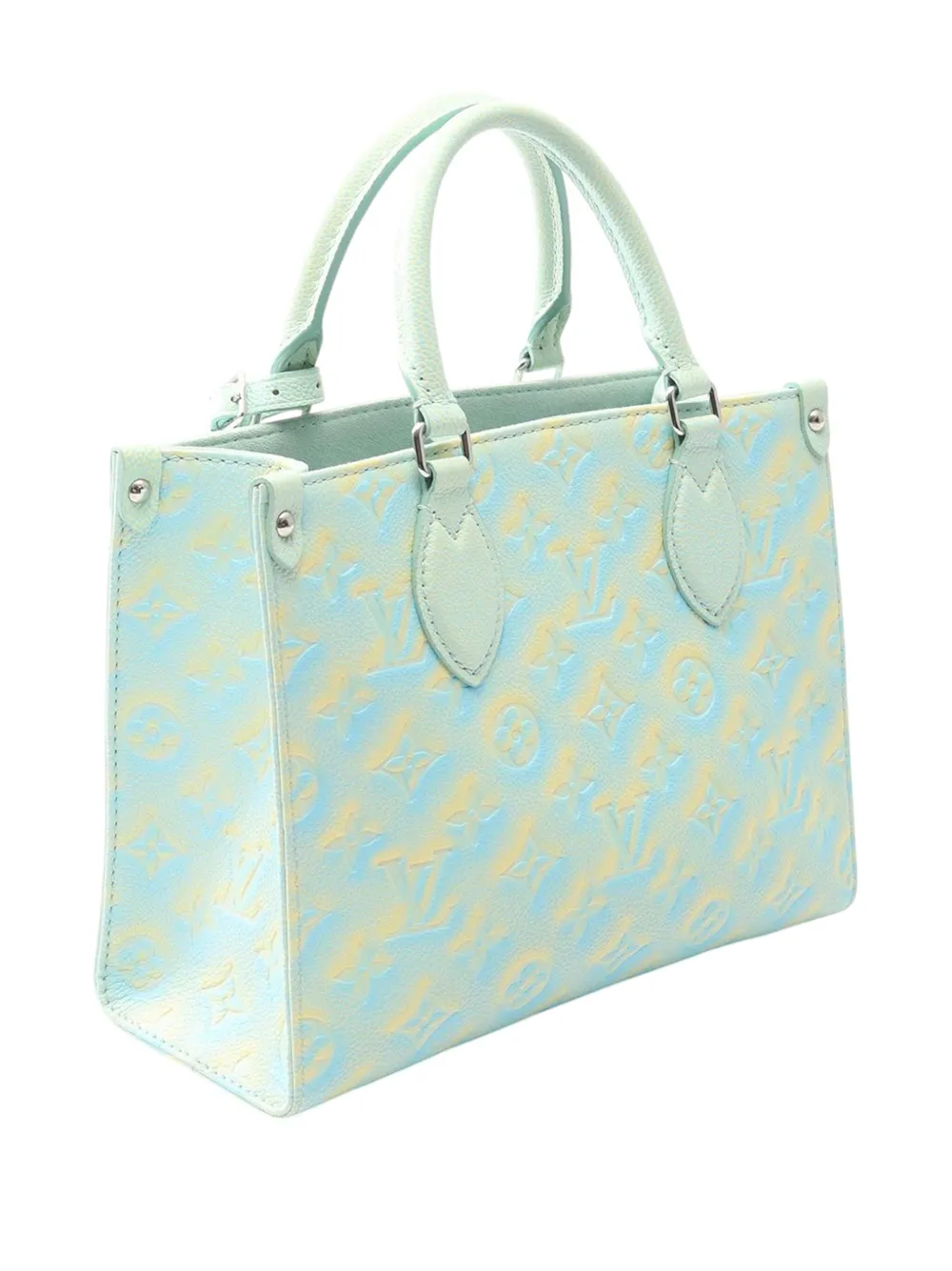 Pre-owned Louis Vuitton 2021-2025 Monogram Empreinte Summer Stardust Onthego Pm Satchel In Blue
