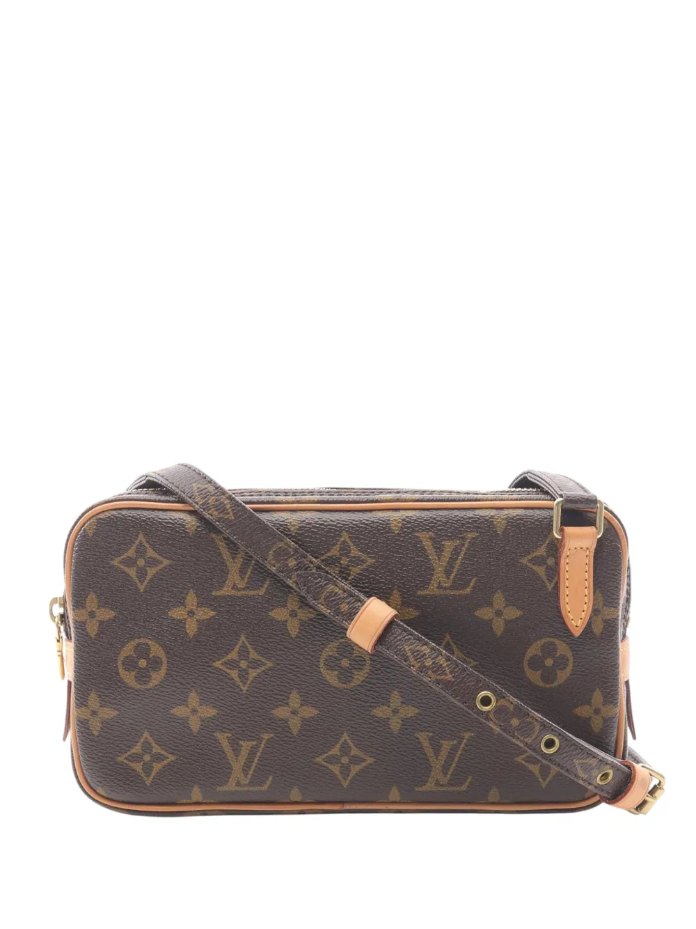 Pre-owned Louis Vuitton 2004 Monogram Pochette Marly Bandouliere Crossbody Bag In Brown