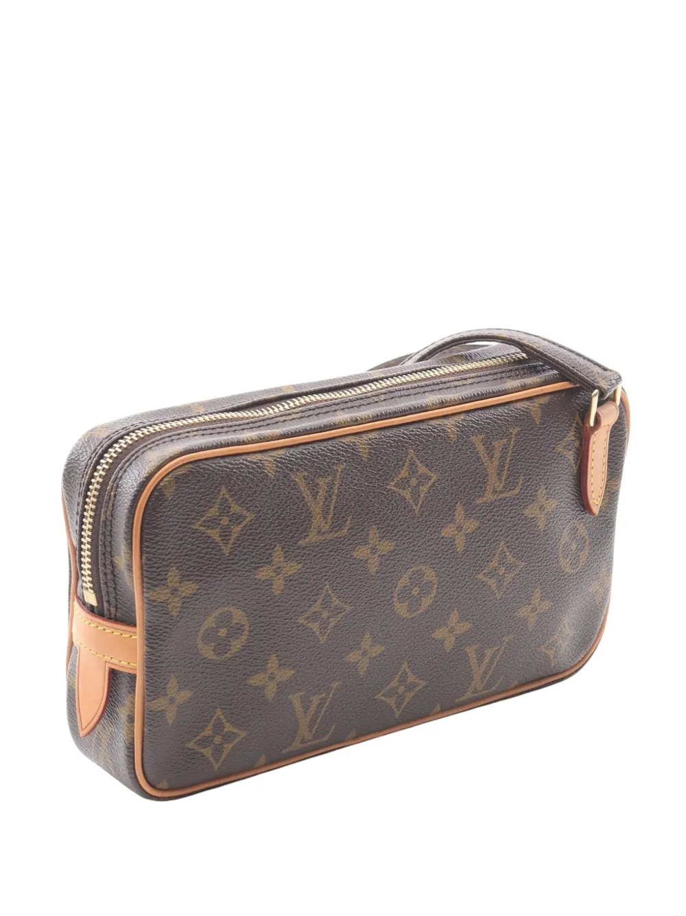 Pre-owned Louis Vuitton 2004 Monogram Pochette Marly Bandouliere Crossbody Bag In Brown