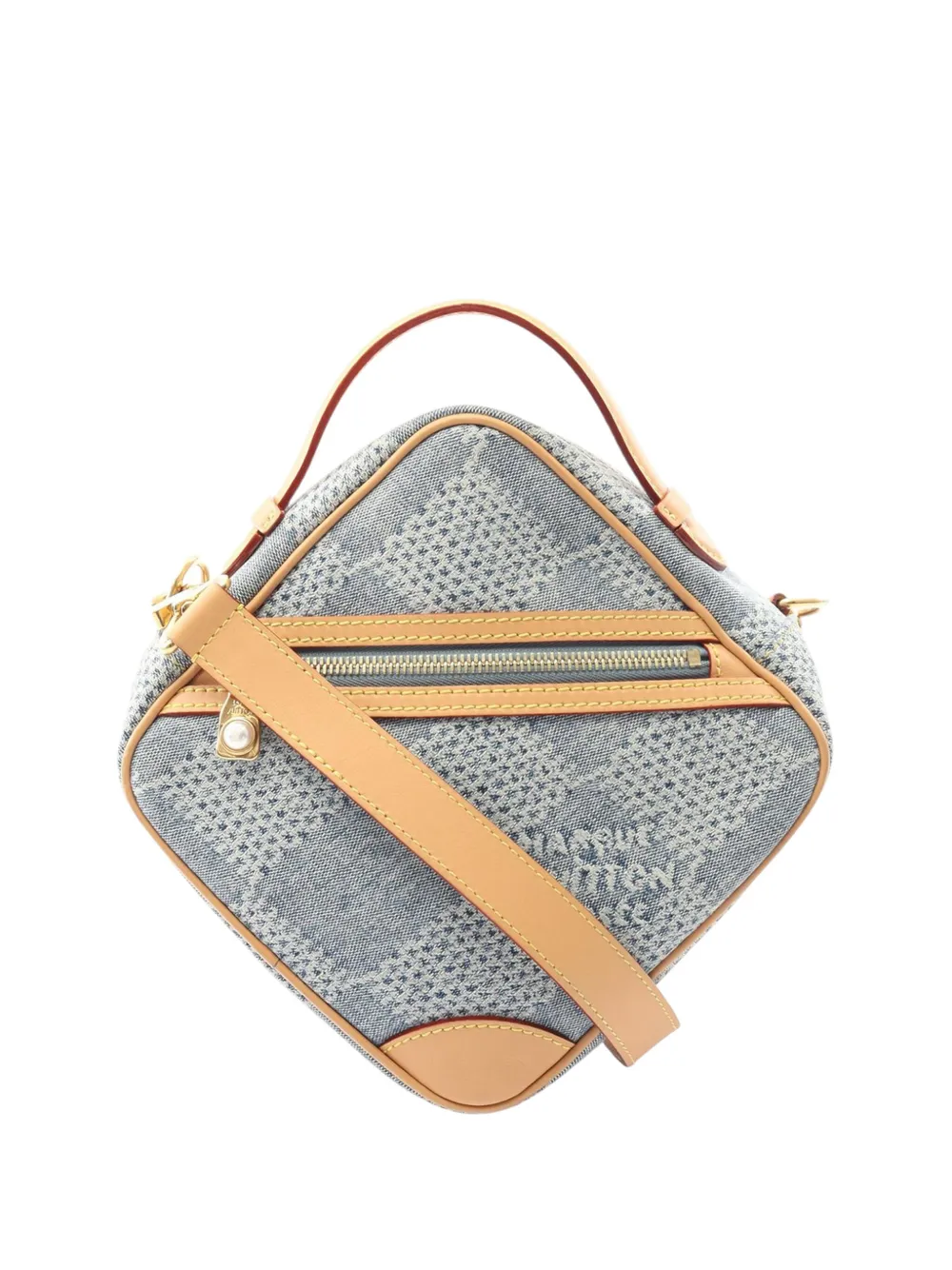 Pre-owned Louis Vuitton 2021-2025 Damier Denim 3d Chess Messenger Satchel In Blue