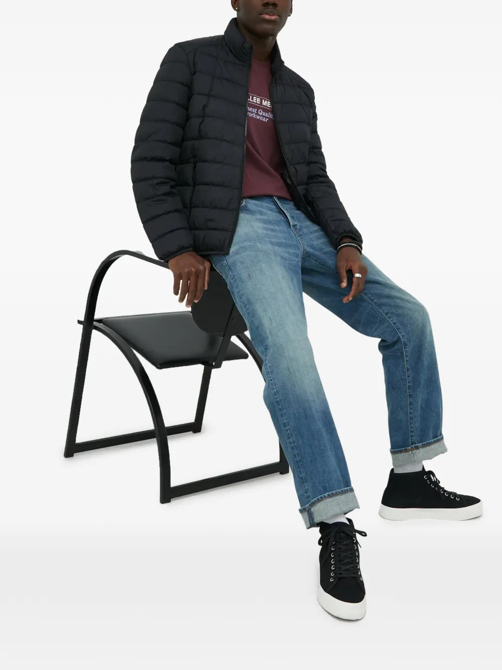 Marc O'Polo Gewatteerd jack met logopatch Zwart
