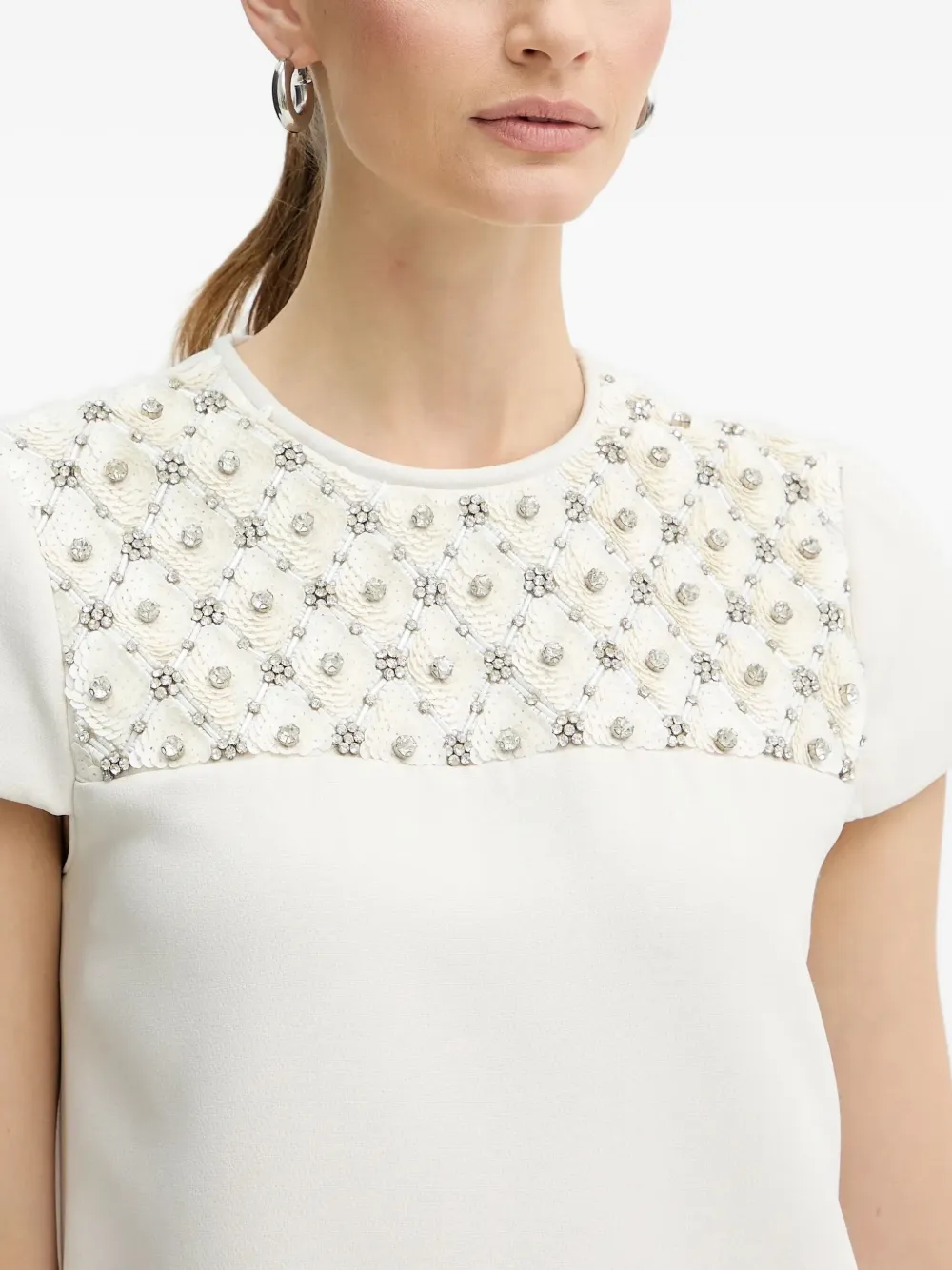 Luisa Spagnoli Gravina Sequin-embellished Mini Dress In Neutral