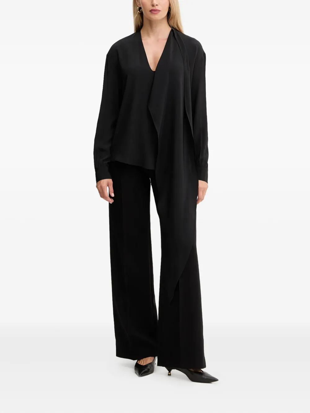 SIMONA CORSELLINI Top met gedrapeerde mouwen - Zwart