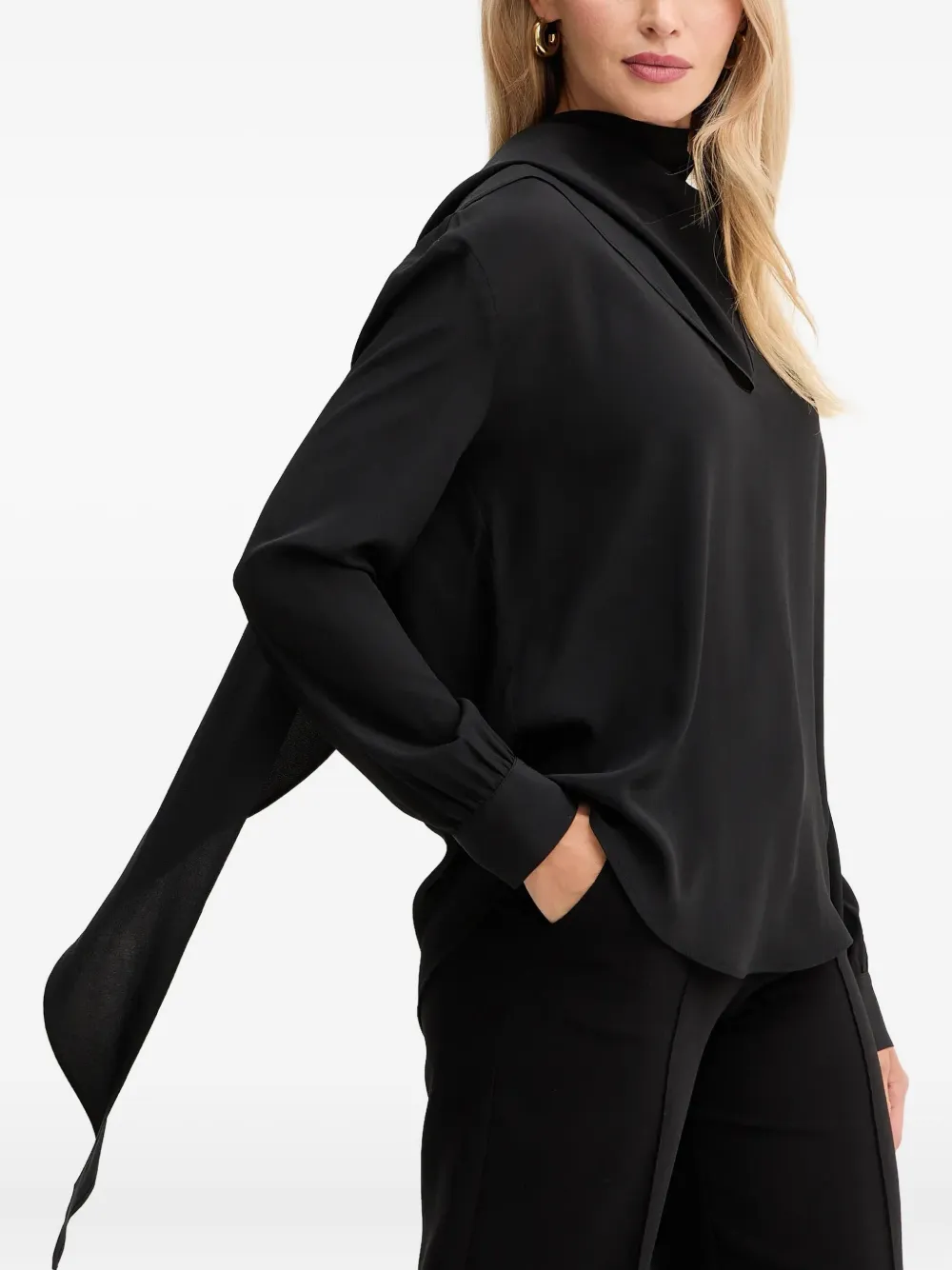  Simona Corsellini Top A Maniche Lunghe Drappeggiato - Nero 