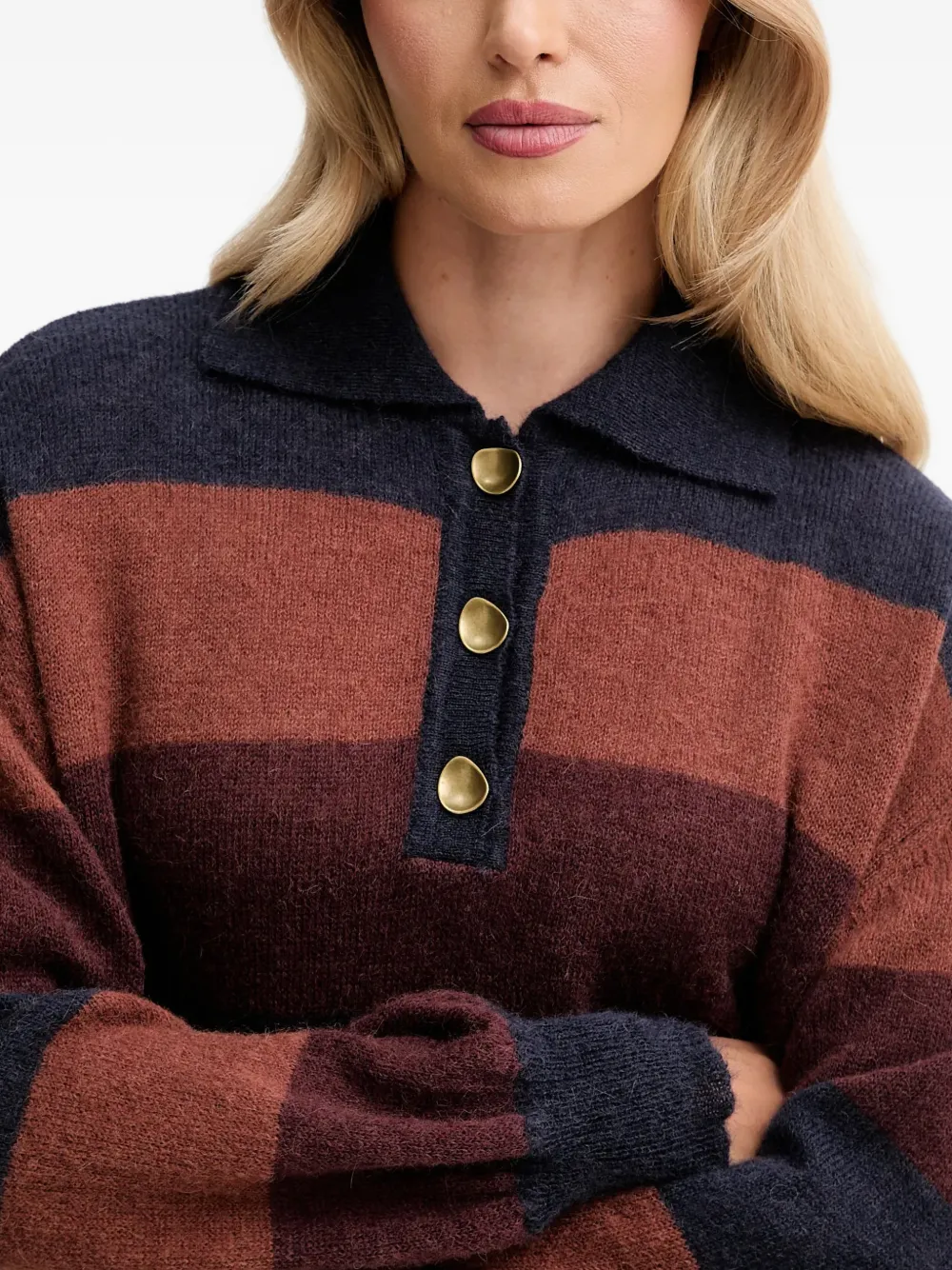 Sessun Striped Knitted Top In Brown