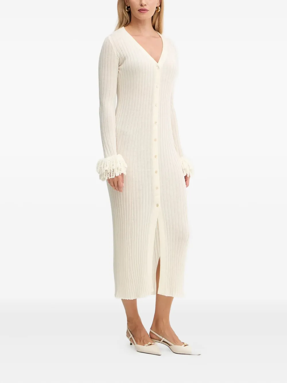 SIMONA CORSELLINI Geribbelde midi-jurk - Beige