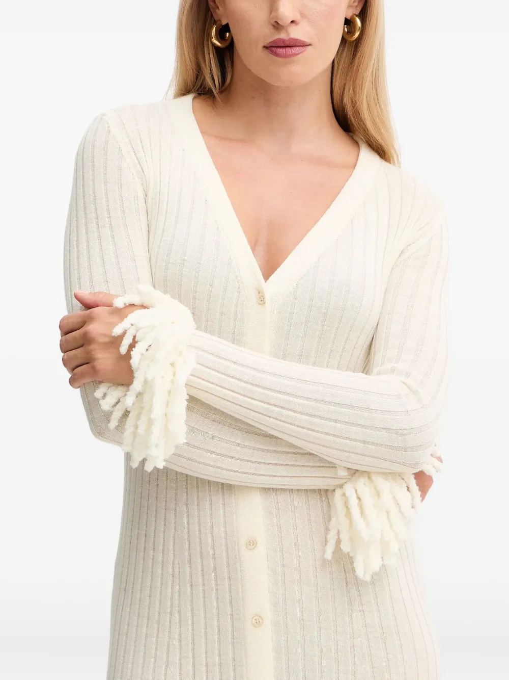 SIMONA CORSELLINI Geribbelde midi-jurk Beige
