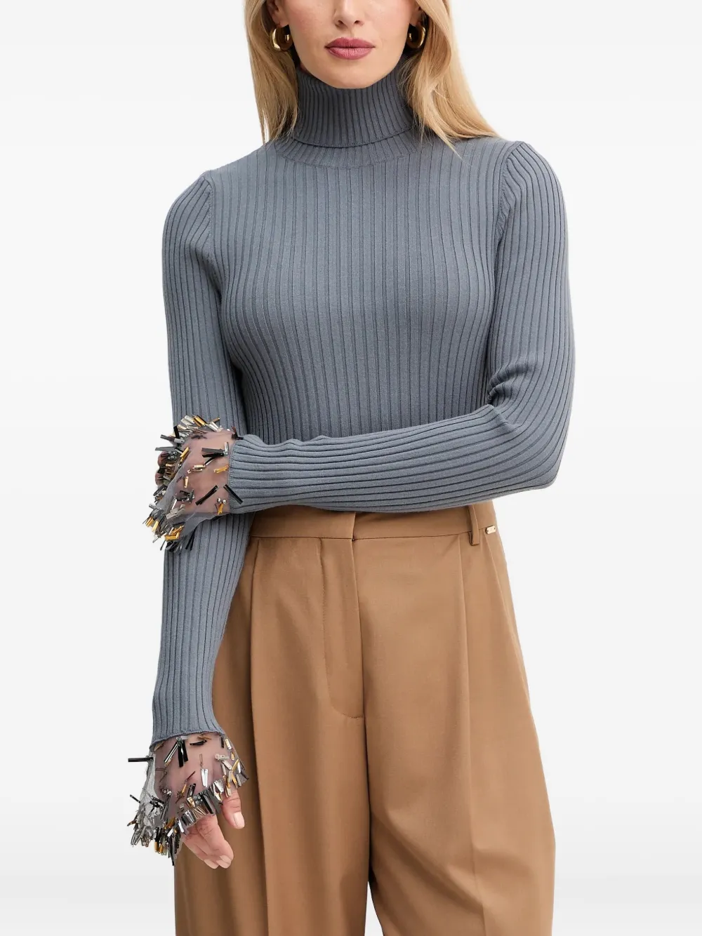 SIMONA CORSELLINI embellished turtleneck sweater | Grey | Image 1