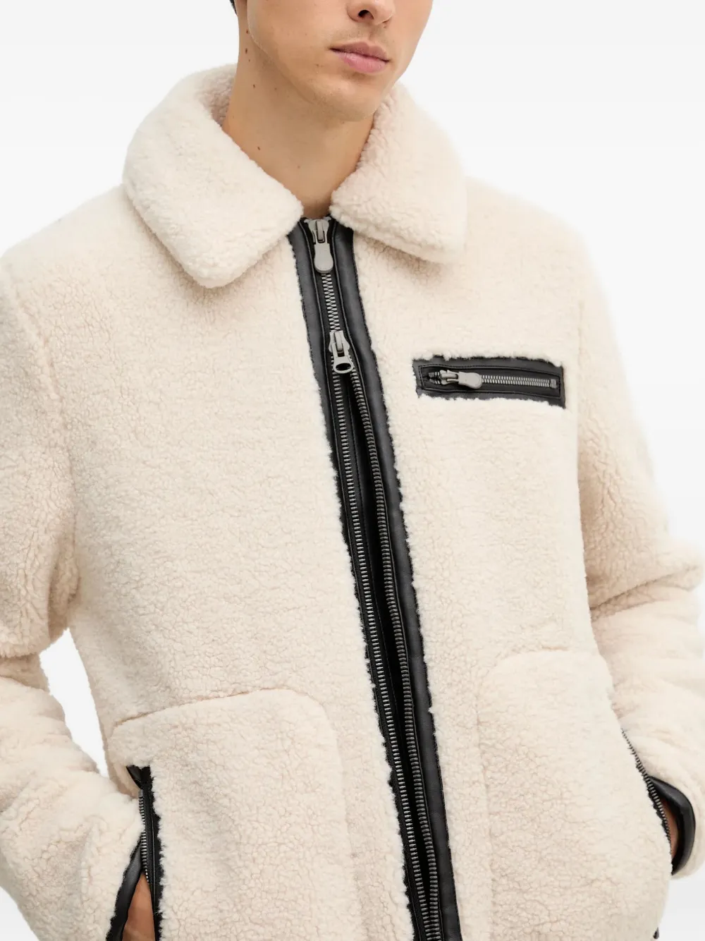 Save The Duck Zip-detail Sherpa Jacket In Neutral