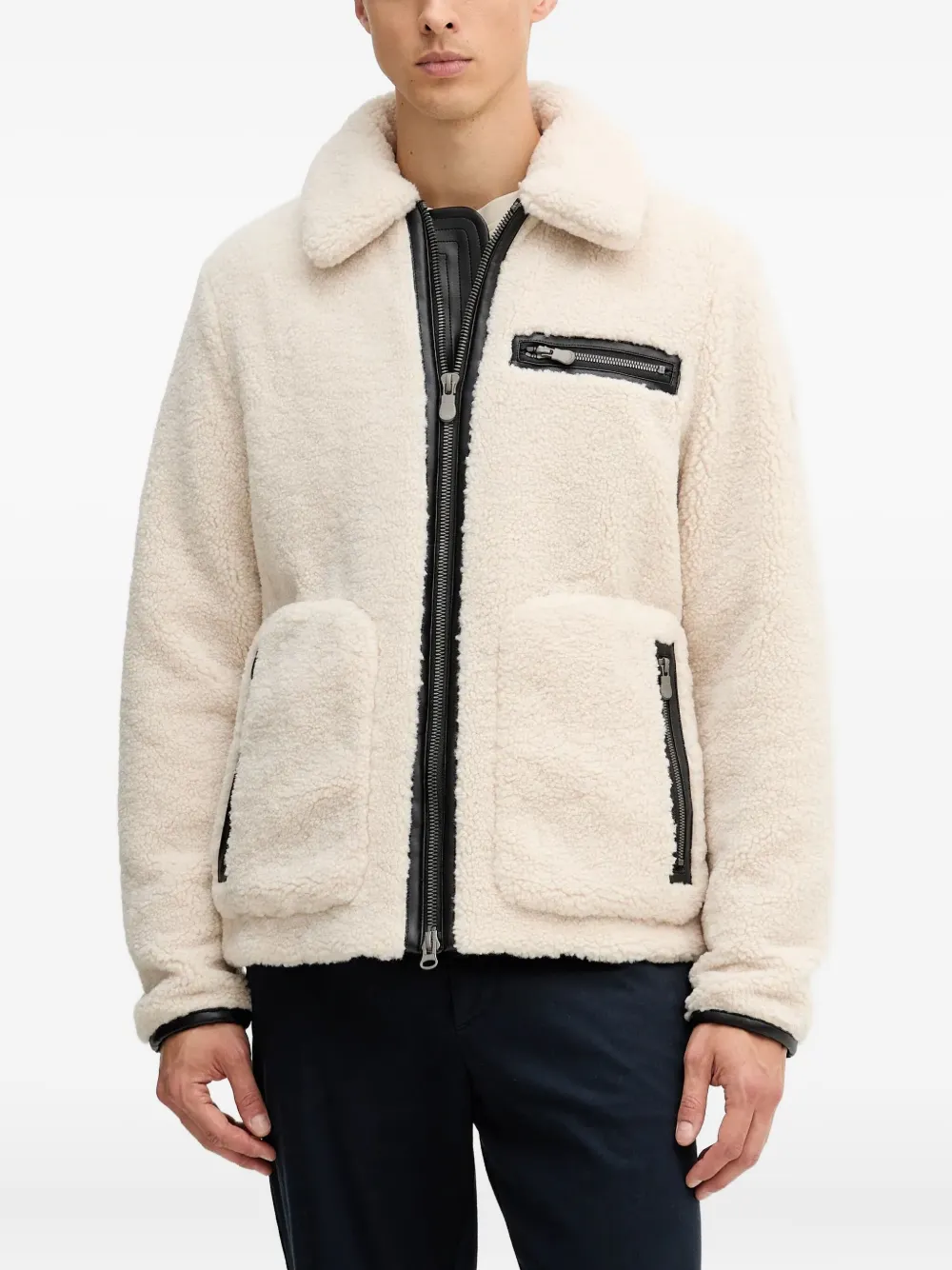 Save The Duck zip-detail sherpa jacket | Neutrals | Image 1