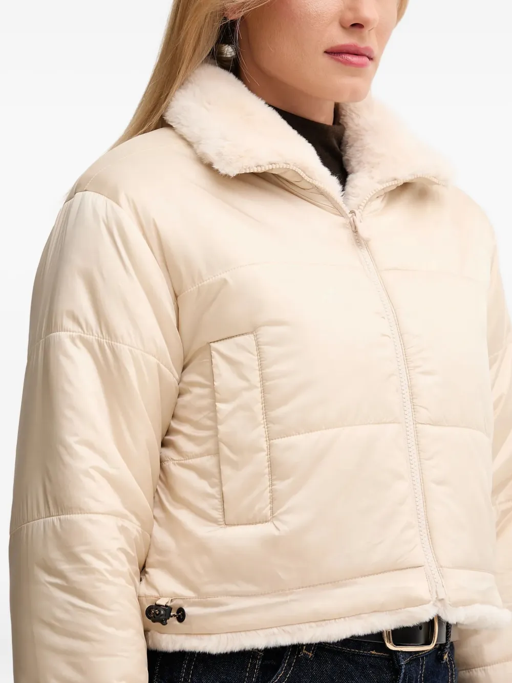 Save The Duck Zip Faux-fur Jacket In Neutral