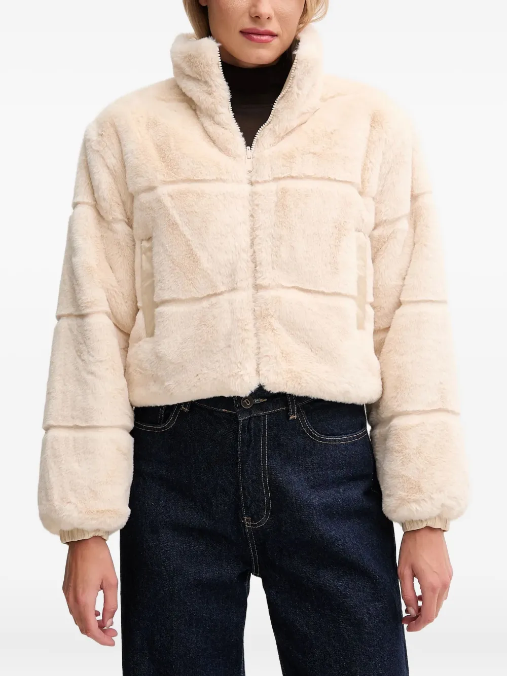 Save The Duck Zip Faux-fur Jacket In Neutral