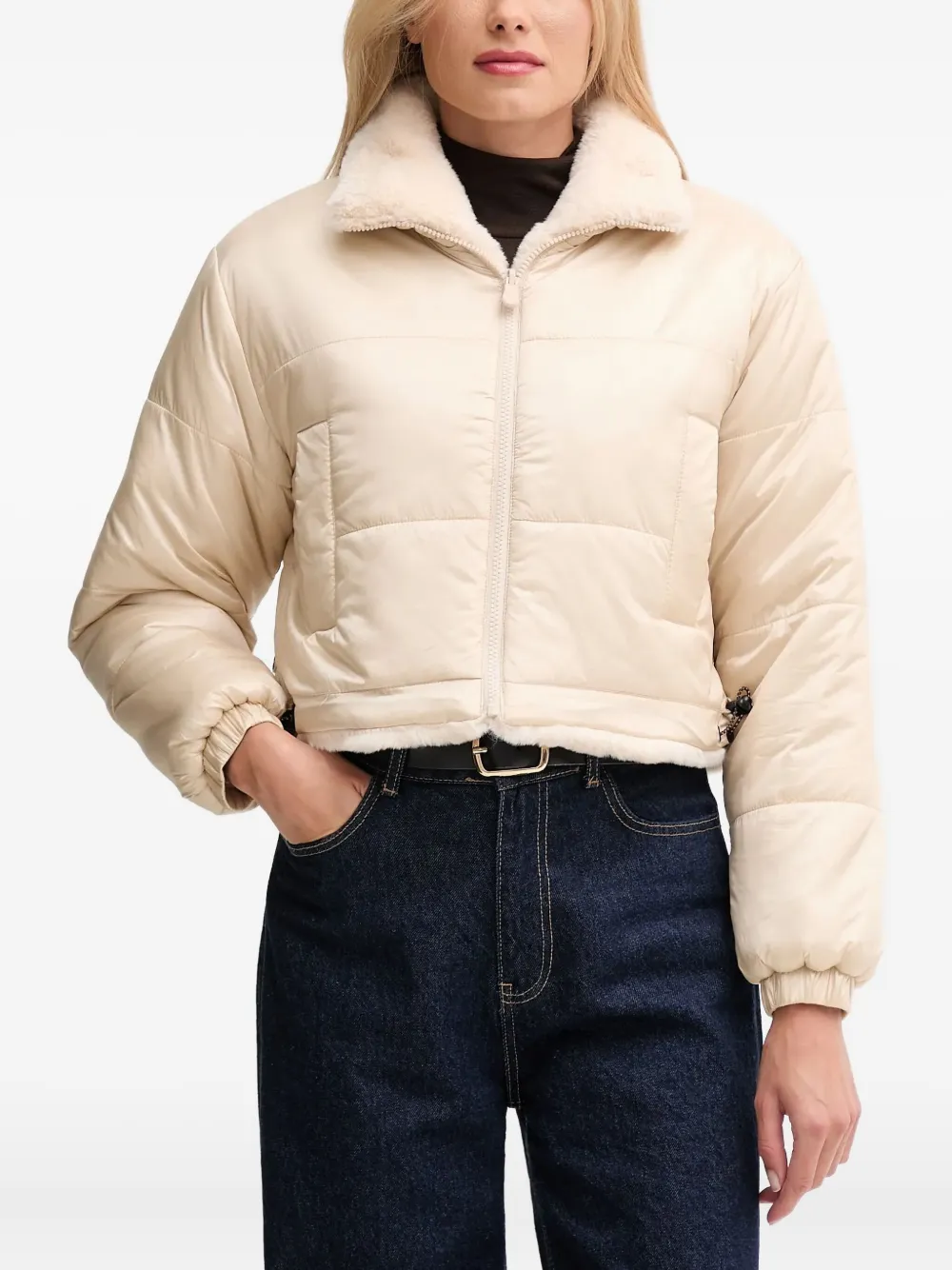 Save The Duck Zip Faux-fur Jacket In Neutral