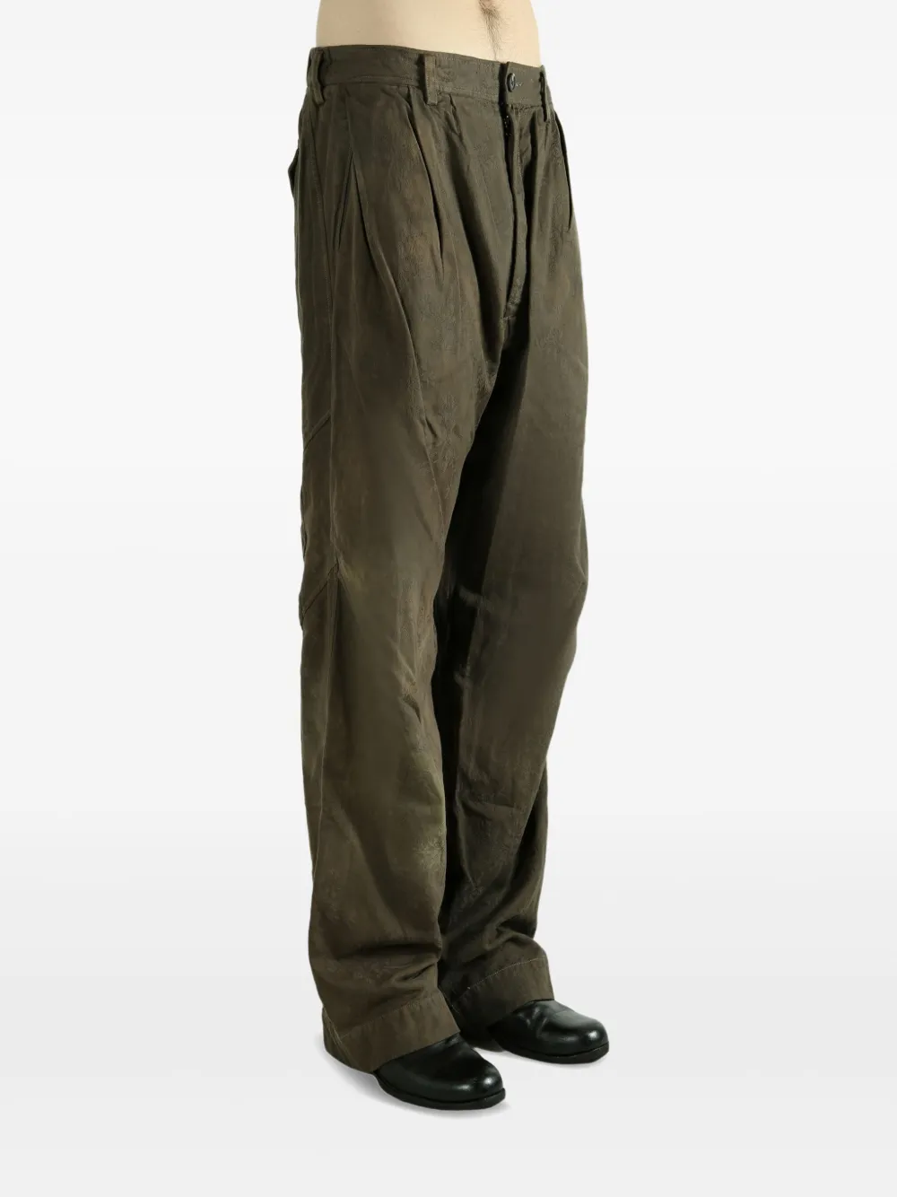 Ziggy Chen Straight plooibroek Groen