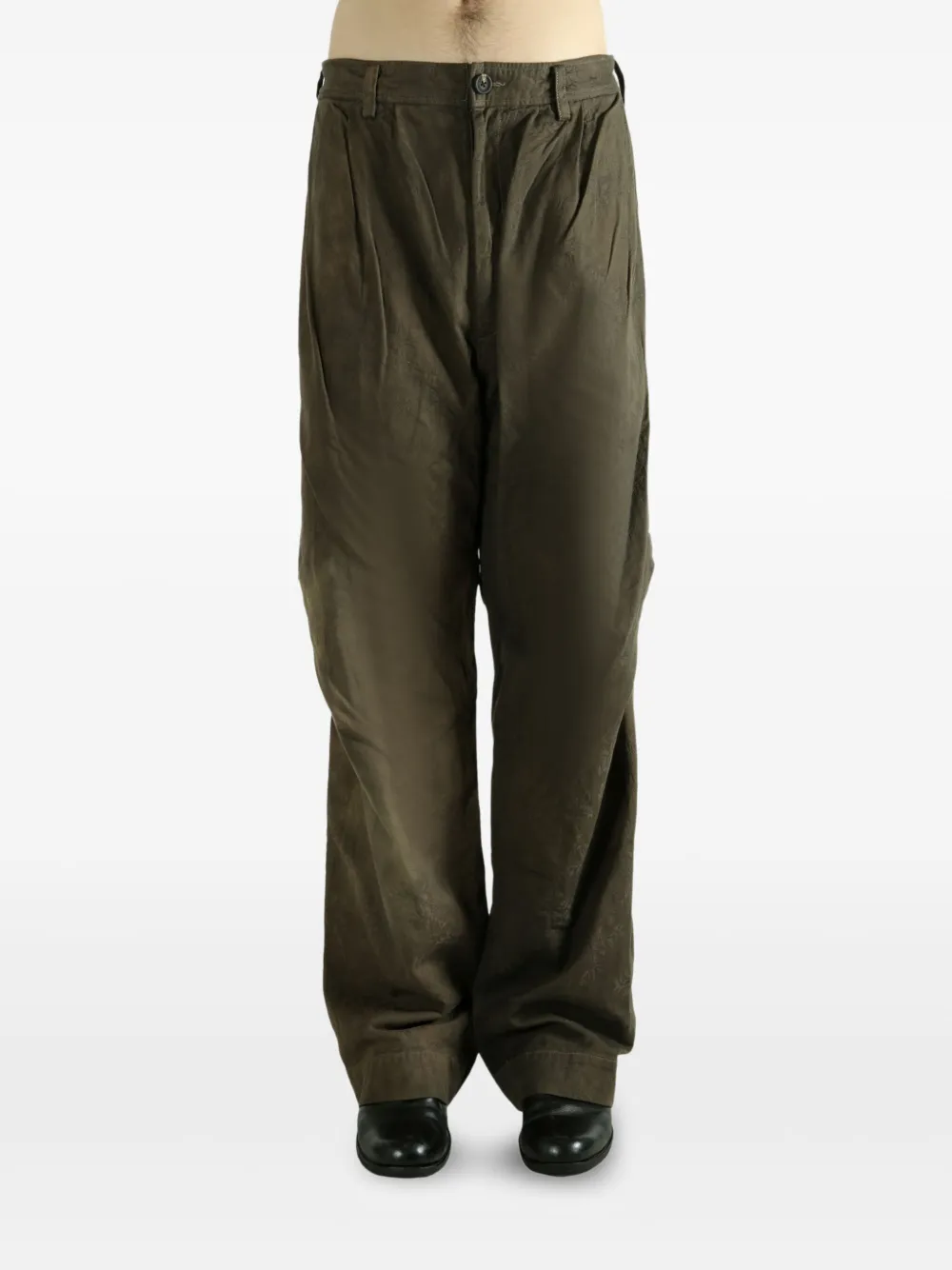 Ziggy Chen pleated straight-leg trousers - Groen