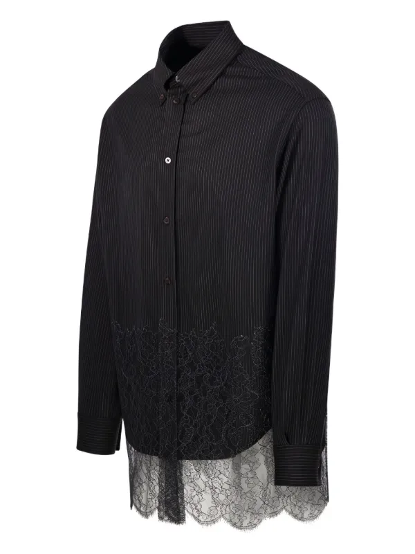 FENDI Striped lace-detailing Shirt | Black | FARFETCH JO
