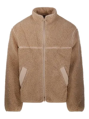 DSQUARED2 logo-embroidered Sherpa Hooded Jacket | Neutrals | FARFETCH