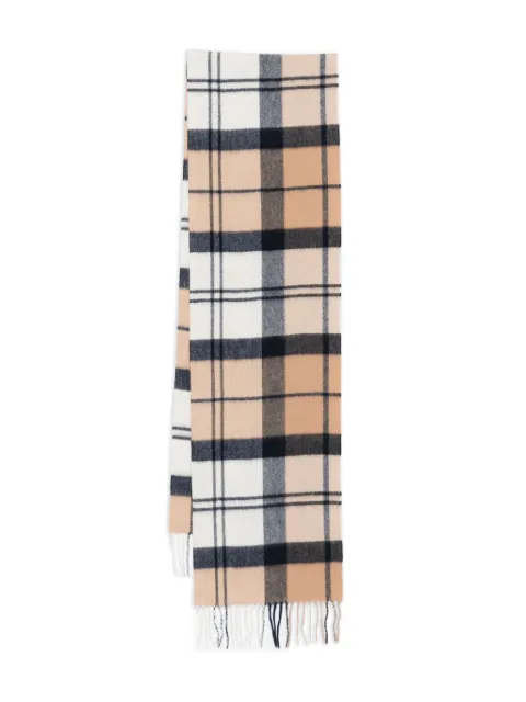Barbour tartan fringed cashmere scarf