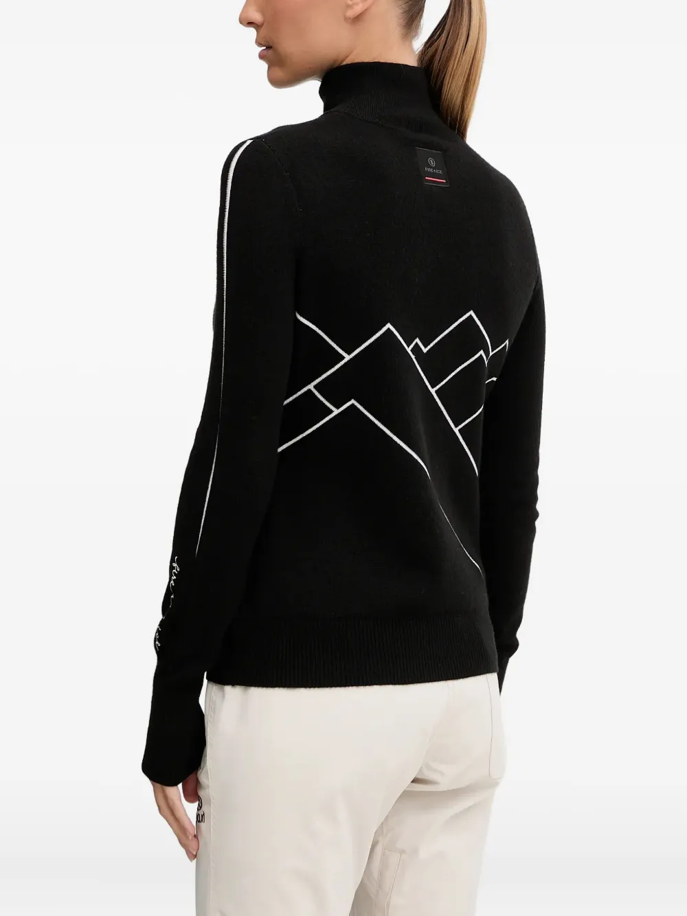 BOGNER FIRE+ICE Azra gebreide trui met halve rits en grafische print Zwart