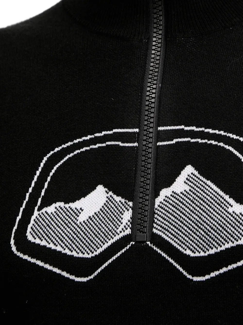 BOGNER FIRE+ICE Azra gebreide trui met halve rits en grafische print Zwart