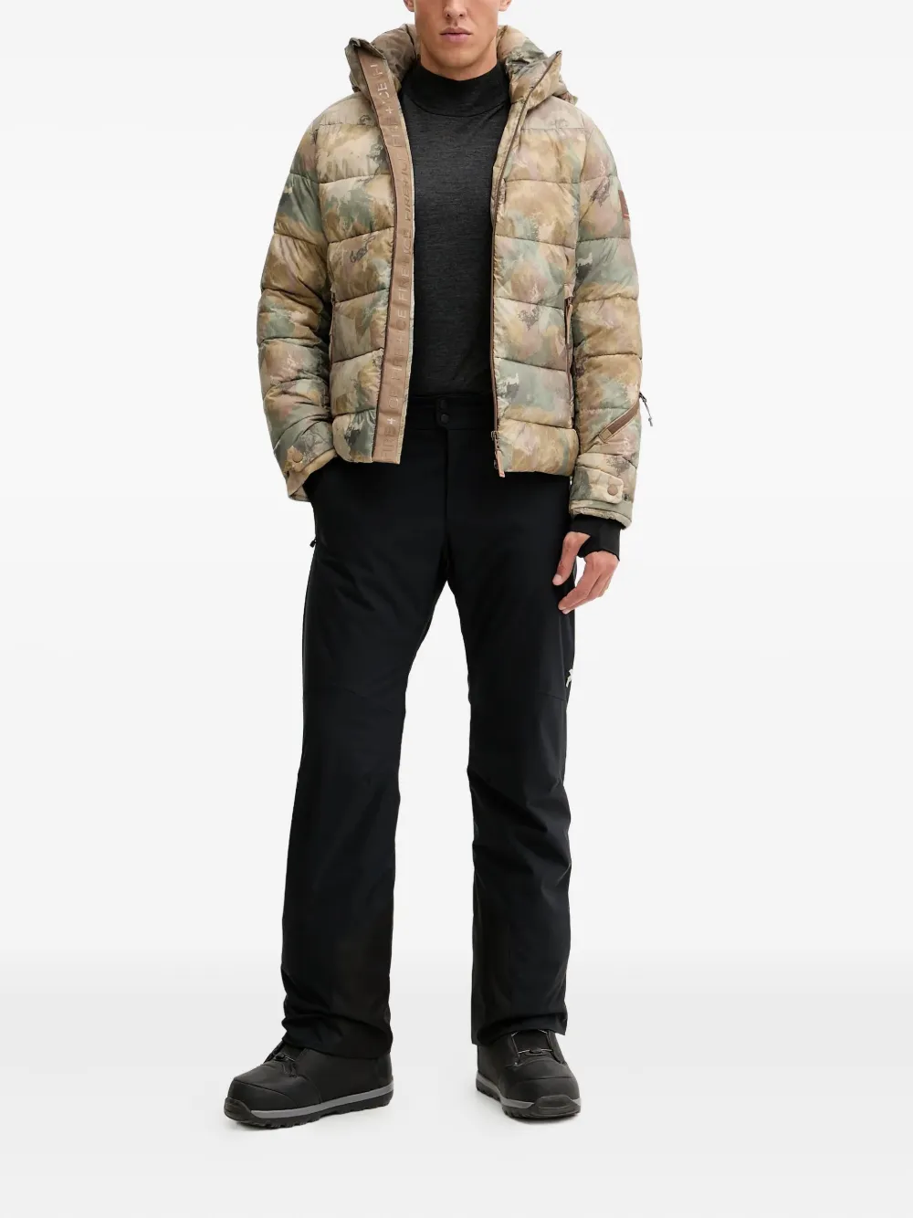 BOGNER FIRE+ICE camouflage-pattern hooded ski jacket - Beige