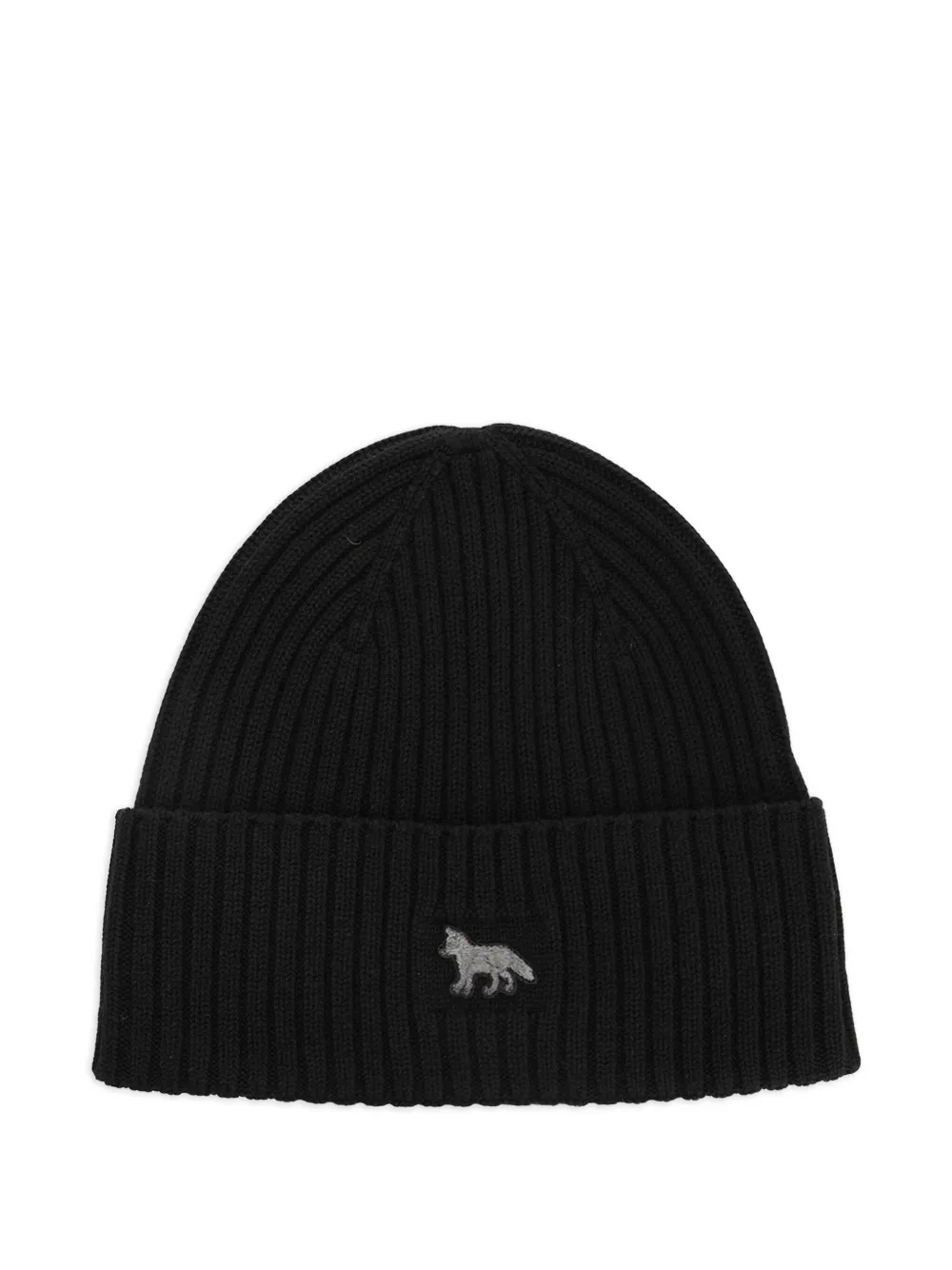 Maison Kitsuné Baby Fox ribbed beanie hat - Nero