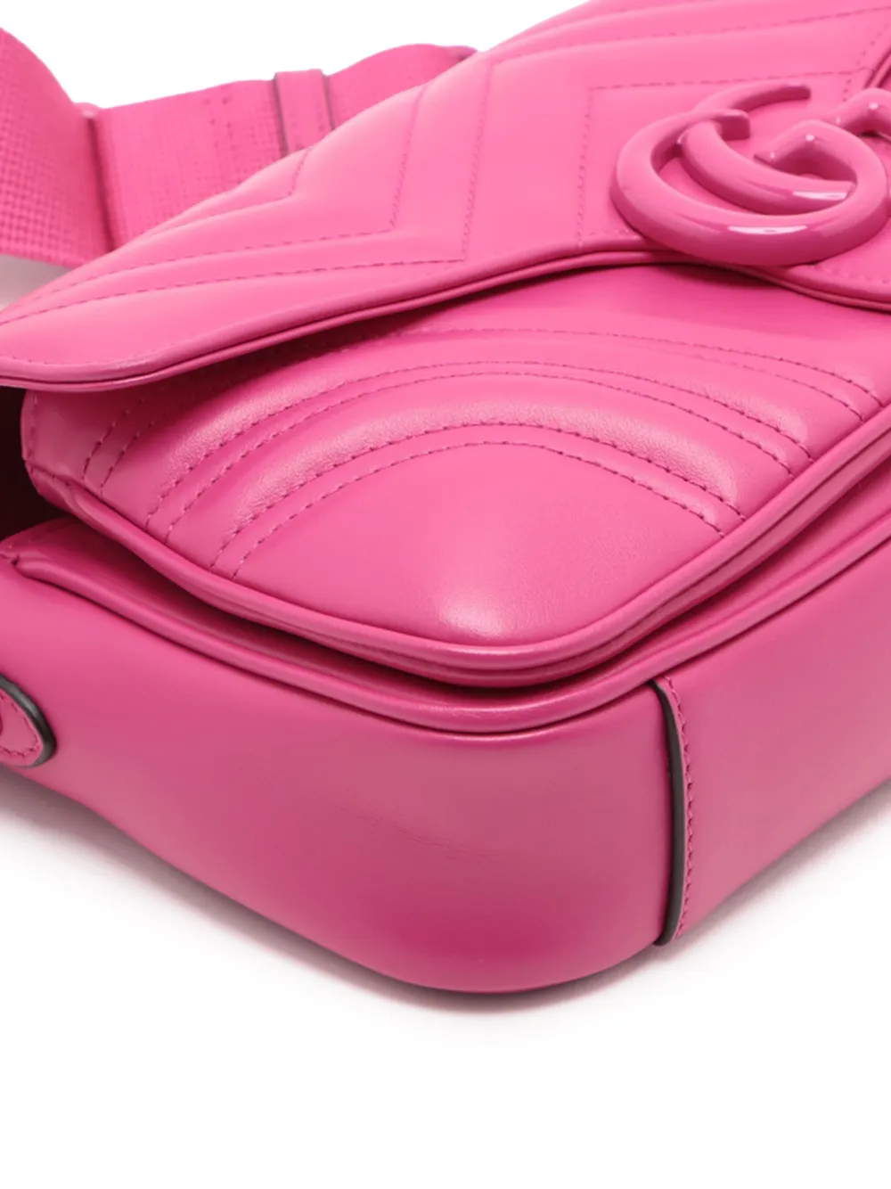 Pre-owned Gucci 2016-2025 Small Calfskin Gg Marmont 2.0 Satchel In Pink