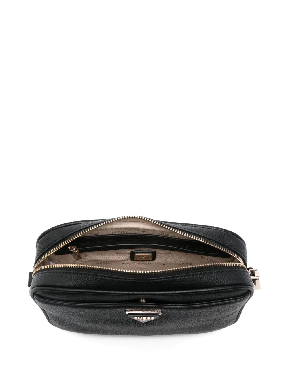 Guess Usa Meridian Ii Logo-plaque Cross Body Bag In Black