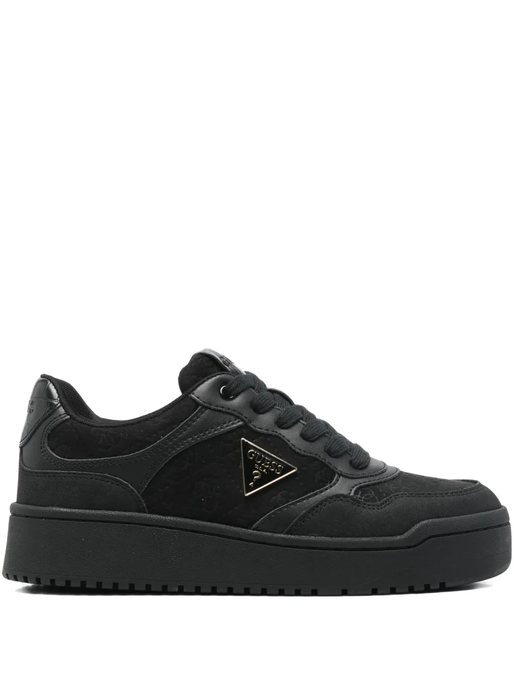 Guess Usa Miram9 Logo-plaque Sneakers In Black